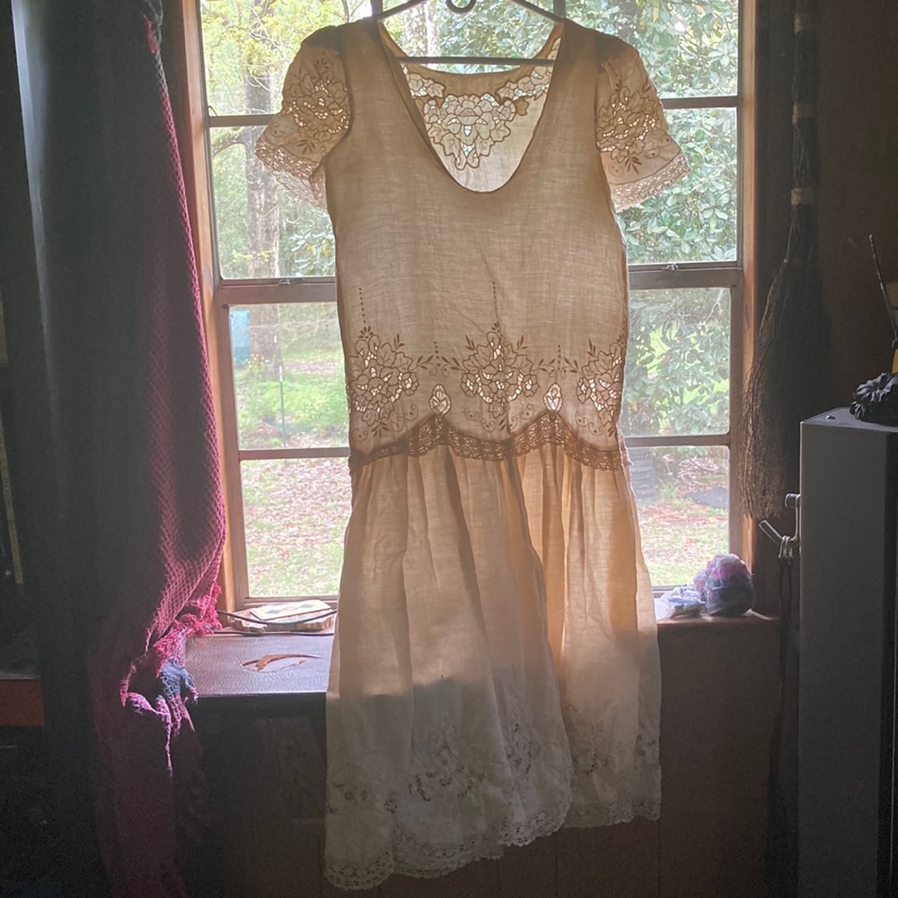 100% Linen embroidered dress